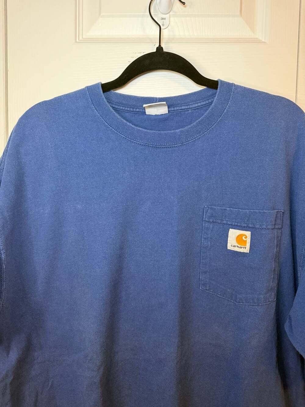 Faded Carhartt Blue Heavyweight Loose Fit Short Sleeve Pocket T-Shirt XL